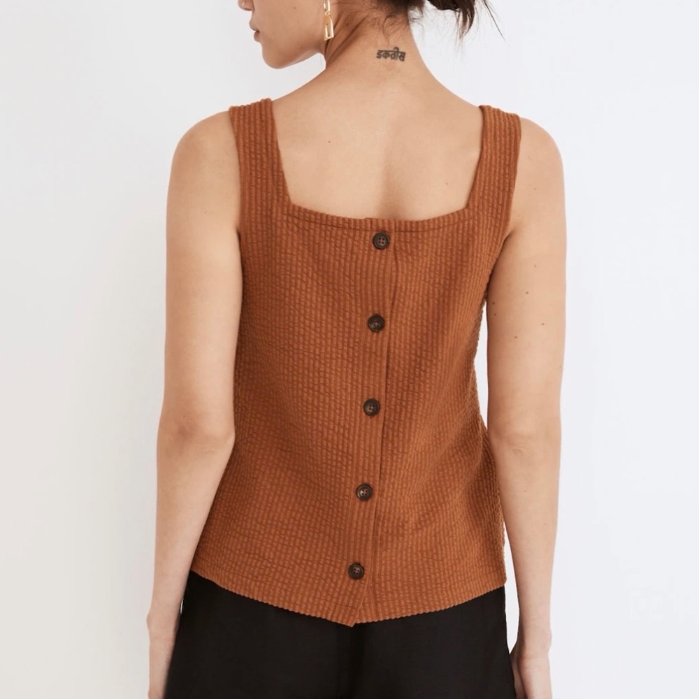 Madewell Knit Seersucker Patch Pocket Tank - Picture 2 of 6